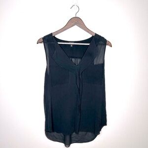 Aritzia t. babaton Sheer 100% Silk Sleeveless Blouse Faux Button Down Medium